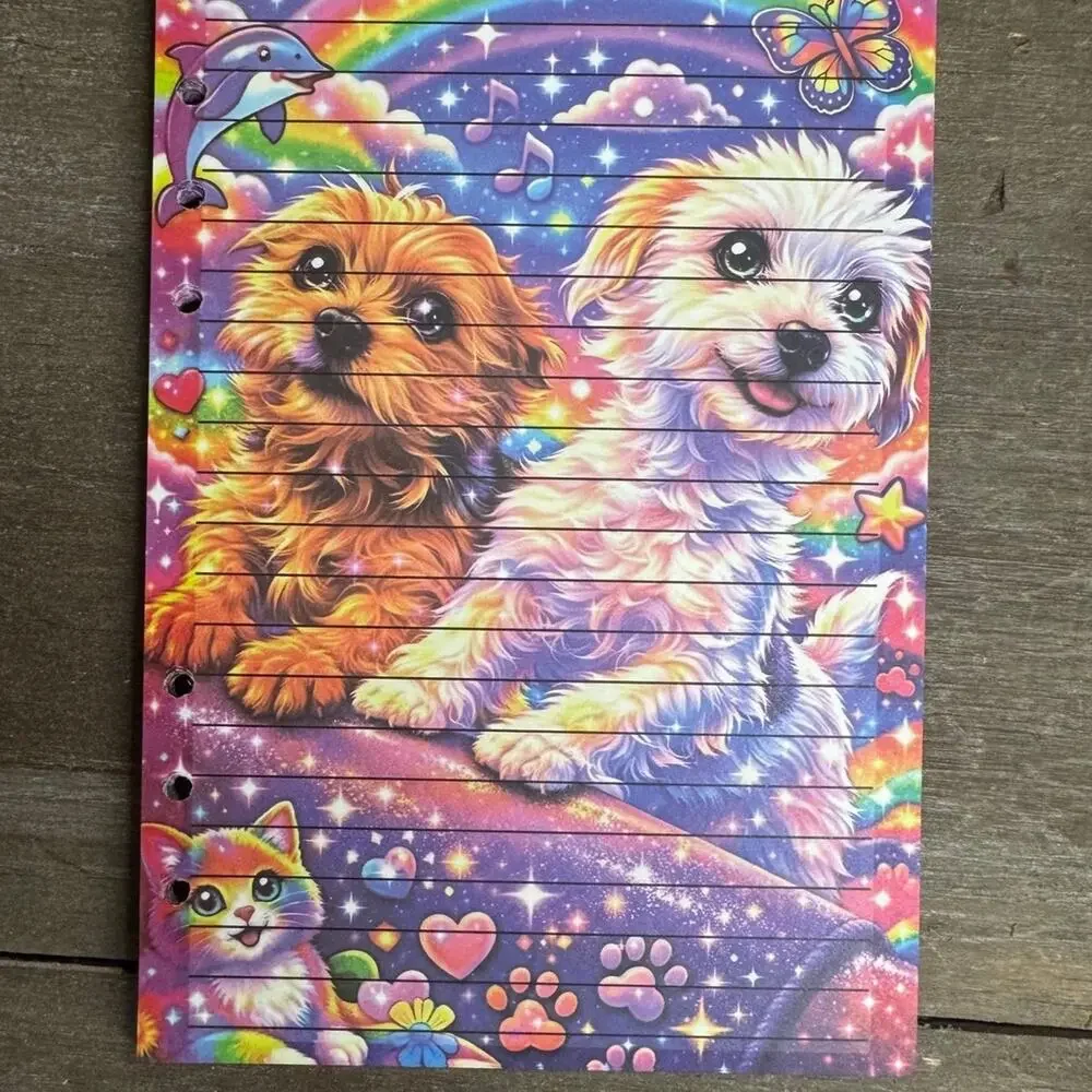 Lisa Frank Inspired Puppy Dogs Size A5 Refill Paper (50 Sheets)
